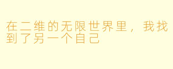 在二维的无限世界里，我找到了另一个自己