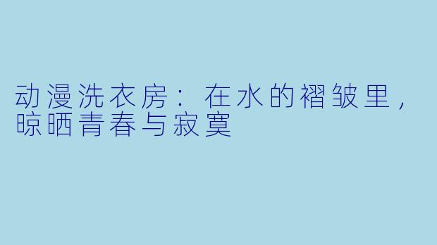 动漫洗衣房:在水的褶皱里,晾晒青春与寂寞