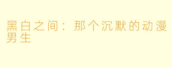 黑白之间：那个沉默的动漫男生