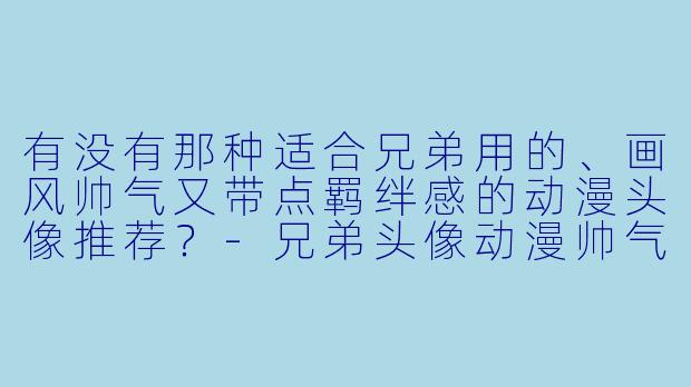 有没有那种适合兄弟用的、画风帅气又带点羁绊感的动漫头像推荐?-兄弟头像动漫帅气