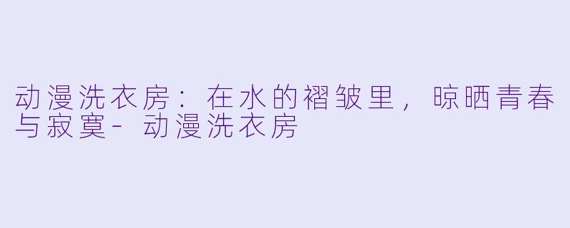 动漫洗衣房:在水的褶皱里,晾晒青春与寂寞-动漫洗衣房