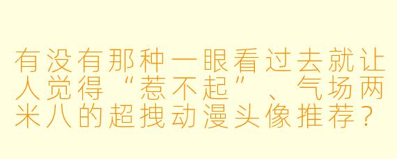 有没有那种一眼看过去就让人觉得“惹不起”、气场两米八的超拽动漫头像推荐?
