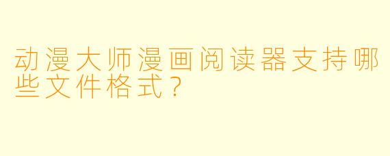 动漫大师漫画阅读器支持哪些文件格式？