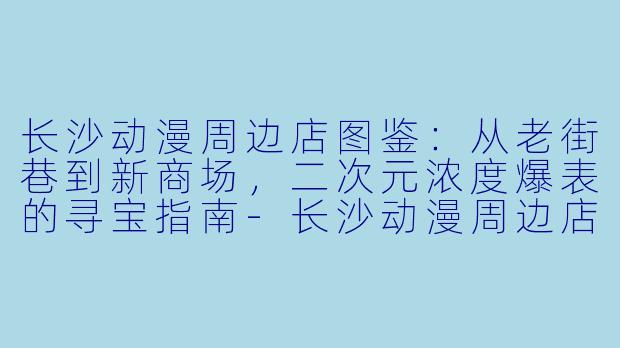 长沙动漫周边店图鉴：从老街巷到新商场，二次元浓度爆表的寻宝指南-长沙动漫周边店