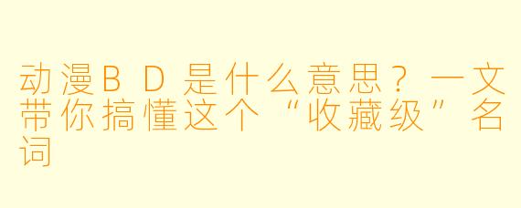 动漫BD是什么意思？一文带你搞懂这个“收藏级”名词