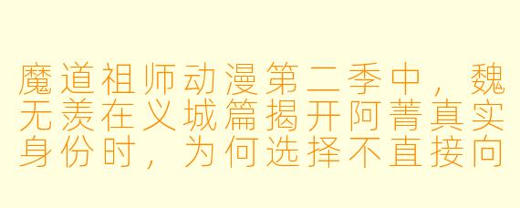 魔道祖师动漫第二季中，魏无羡在义城篇揭开阿菁真实身份时，为何选择不直接向蓝忘机说明真相，而是通过行动暗示？