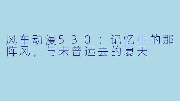 风车动漫530：记忆中的那阵风，与未曾远去的夏天