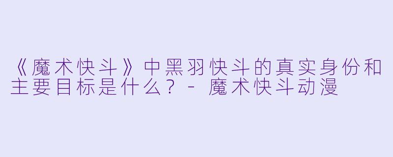 《魔术快斗》中黑羽快斗的真实身份和主要目标是什么？