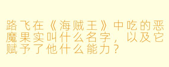 路飞在《海贼王》中吃的恶魔果实叫什么名字，以及它赋予了他什么能力？
