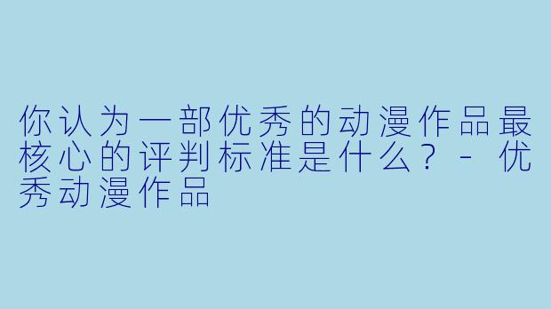 你认为一部优秀的动漫作品最核心的评判标准是什么？