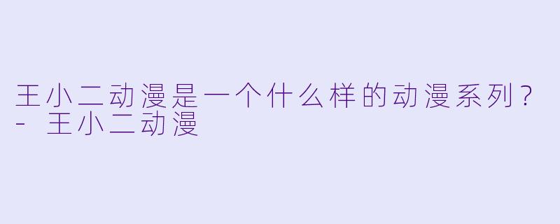 王小二动漫是一个什么样的动漫系列？