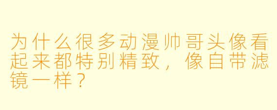 为什么很多动漫帅哥头像看起来都特别精致，像自带滤镜一样？