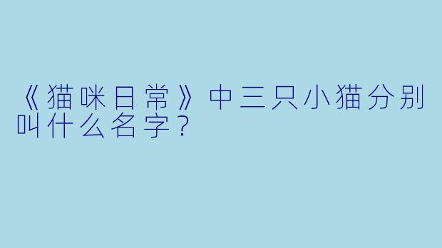 《猫咪日常》中三只小猫分别叫什么名字？