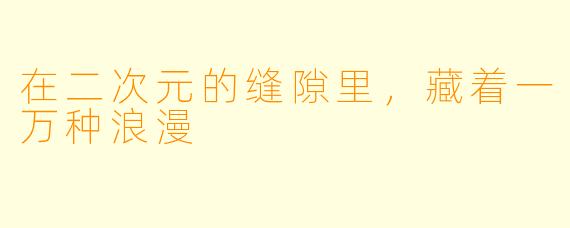 在二次元的缝隙里，藏着一万种浪漫