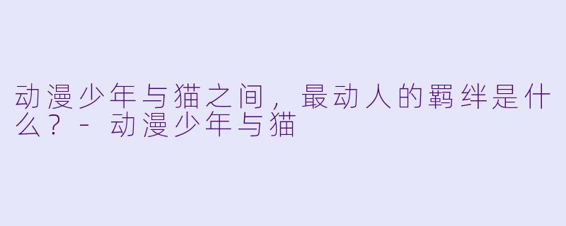 动漫少年与猫之间，最动人的羁绊是什么？
