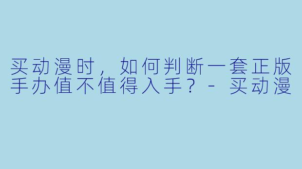 买动漫时，如何判断一套正版手办值不值得入手？