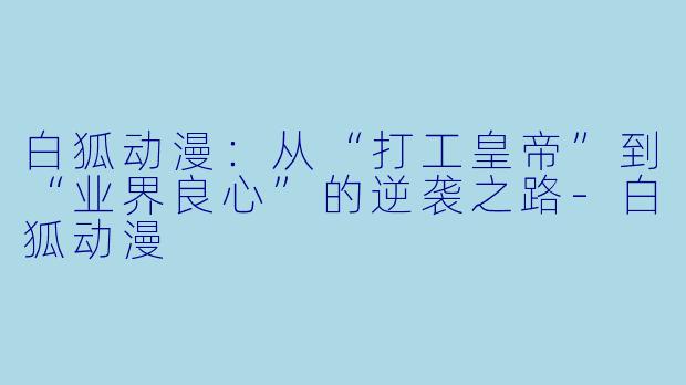 白狐动漫：从“打工皇帝”到“业界良心”的逆袭之路