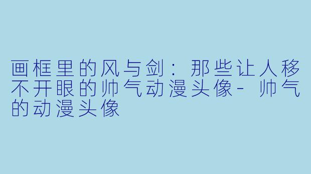 画框里的风与剑：那些让人移不开眼的帅气动漫头像