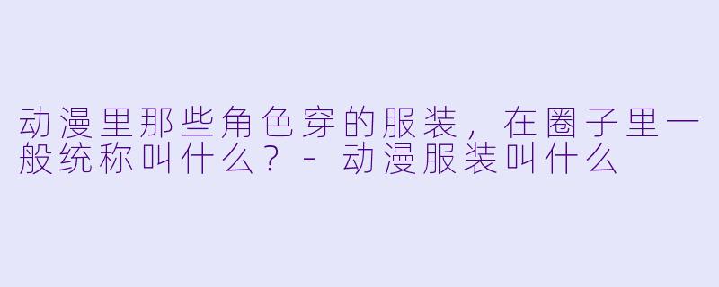 动漫里那些角色穿的服装，在圈子里一般统称叫什么？